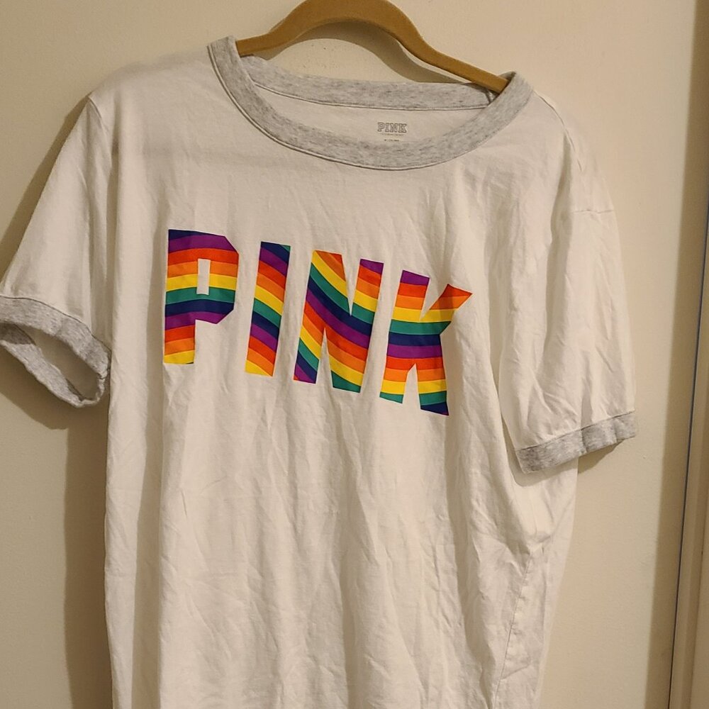 PINK Pride Ringer T-Shirt - Picture 1 of 3